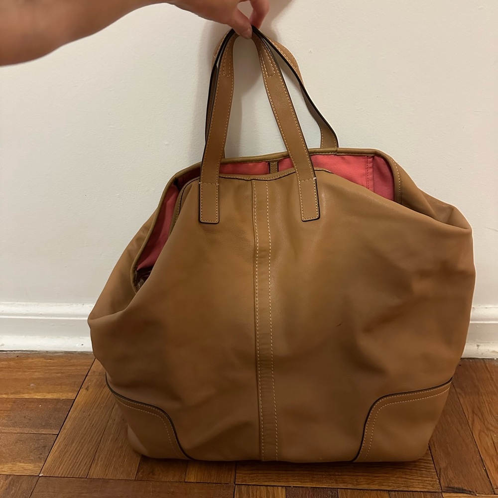 Tan Leather Coach Tote Bag